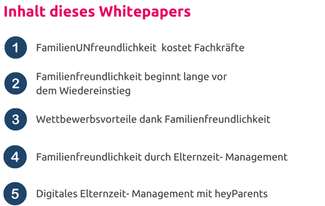 Der Inhalt dieses Whitepapers - ein optimales Elternzeit-Management von Schwangerschaft bis Wiedereinstieg